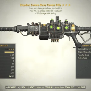 Screenshot of a Fallout 76 item for PC & Steam players, showing the stats.
