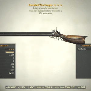 Screenshot of a Fallout 76 item for PC & Steam players, showing the stats.