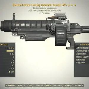 Screenshot of a Fallout 76 item for PC & Steam players, showing the stats.