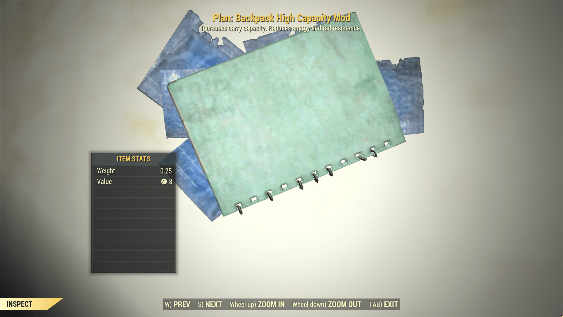 Screenshot of a Fallout 76 item for PC & Steam players, showing the stats.