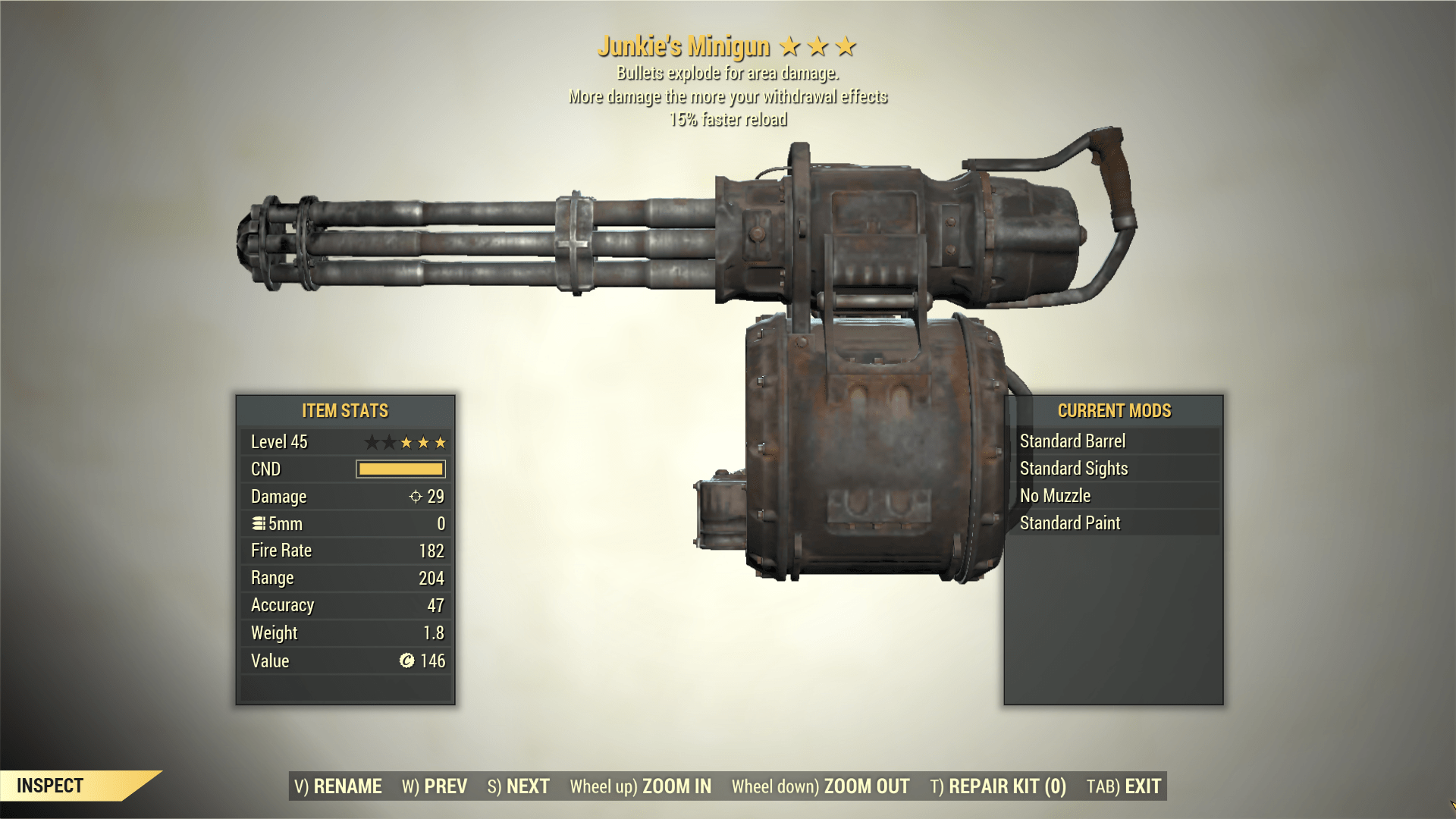 Screenshot of a Fallout 76 item for PC & Steam players, showing the stats.