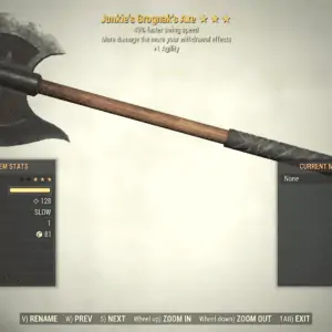 Screenshot of a Fallout 76 item for PC & Steam players, showing the stats.