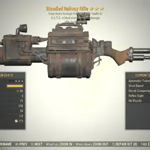 Screenshot of a Fallout 76 item for PC & Steam players, showing the stats.