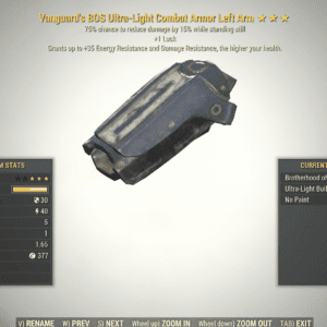 Screenshot of a Fallout 76 item for PC & Steam players, showing the stats.