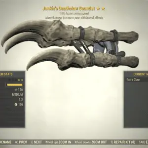 Screenshot of a Fallout 76 item for PC & Steam players, showing the stats.
