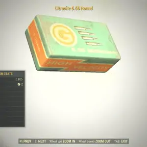 Screenshot of a Fallout 76 item for PC & Steam players, showing the stats.