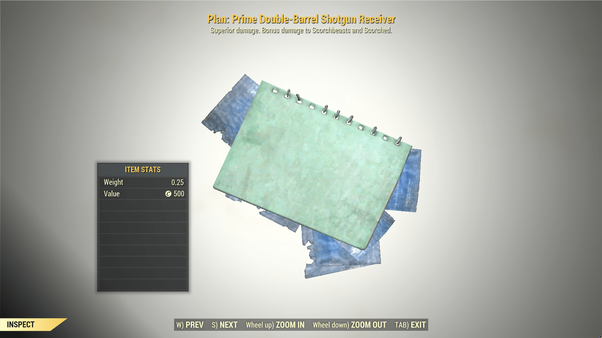 Screenshot of a Fallout 76 item for PC & Steam players, showing the stats.