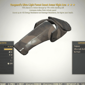 Screenshot of a Fallout 76 item for PC & Steam players, showing the stats.