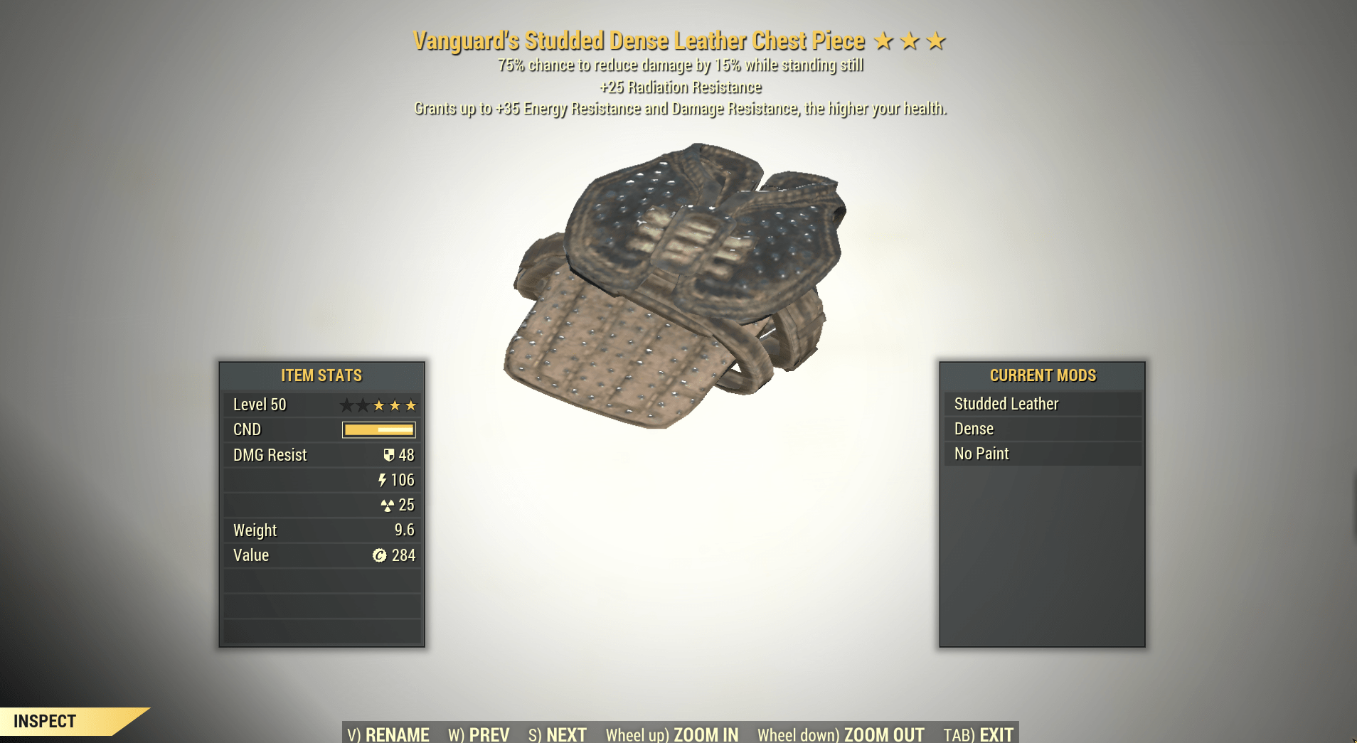 Screenshot of a Fallout 76 item for PC & Steam players, showing the stats.