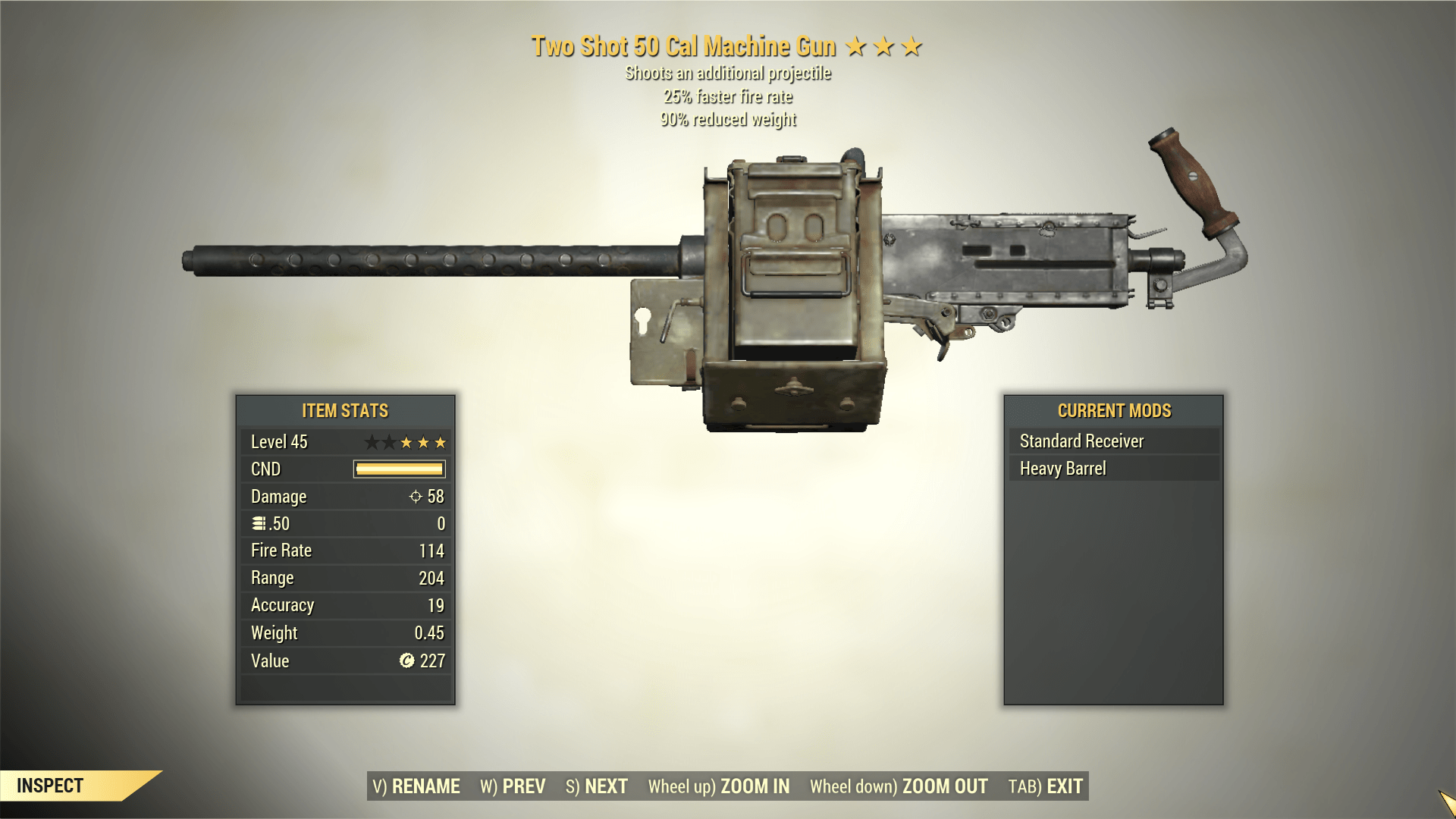 Screenshot of a Fallout 76 item for PC & Steam players, showing the stats.
