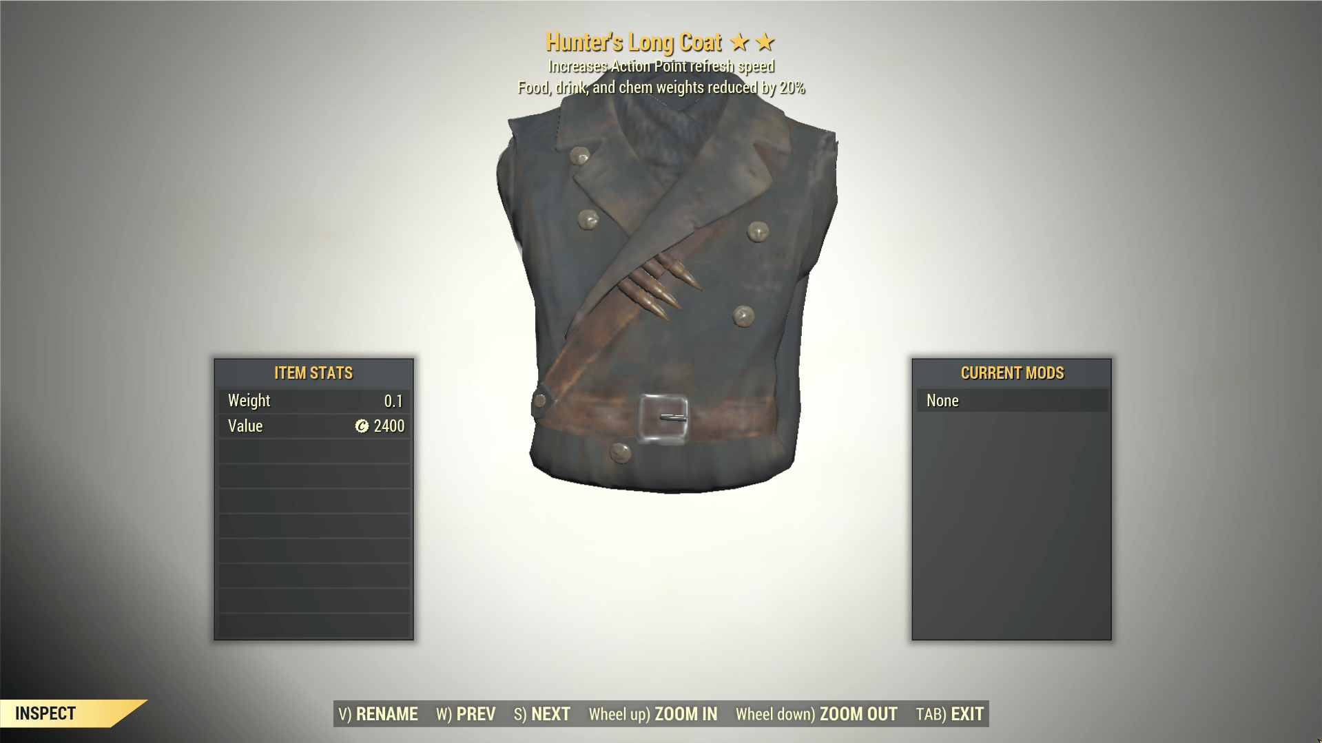 Screenshot of a Fallout 76 item for PC & Steam players, showing the stats.