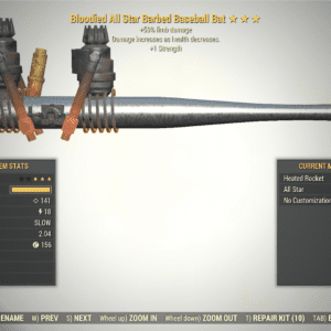 Screenshot of a Fallout 76 item for PC & Steam players, showing the stats.