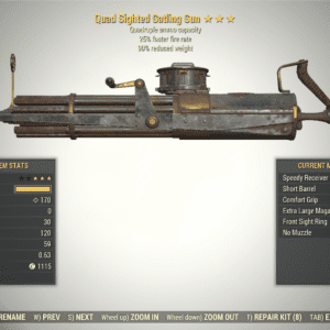 Screenshot of a Fallout 76 item for PC & Steam players, showing the stats.