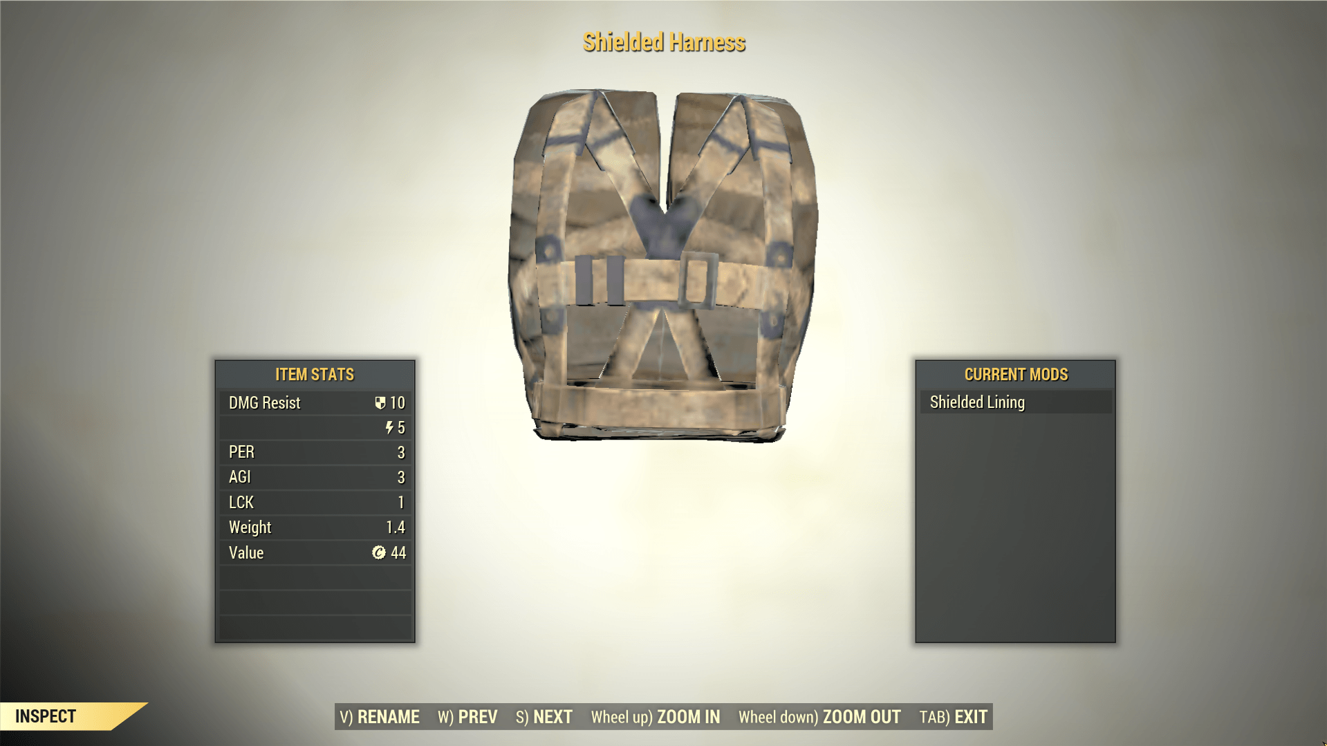 Screenshot of a Fallout 76 item for PC & Steam players, showing the stats.