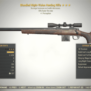 Screenshot of a Fallout 76 item for PC & Steam players, showing the stats.