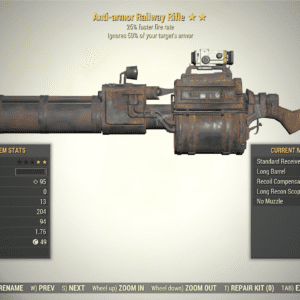 Screenshot of a Fallout 76 item for PC & Steam players, showing the stats.