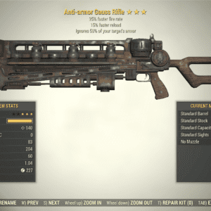 Screenshot of a Fallout 76 item for PC & Steam players, showing the stats.