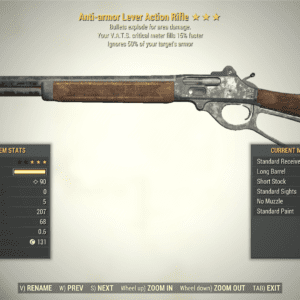 Screenshot of a Fallout 76 item for PC & Steam players, showing the stats.