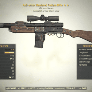 Screenshot of a Fallout 76 item for PC & Steam players, showing the stats.