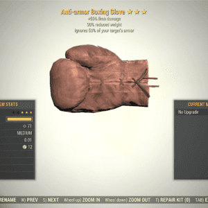 Screenshot of a Fallout 76 item for PC & Steam players, showing the stats.