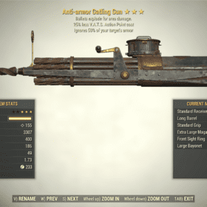 Screenshot of a Fallout 76 item for PC & Steam players, showing the stats.