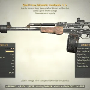 Screenshot of a Fallout 76 item for PC & Steam players, showing the stats.
