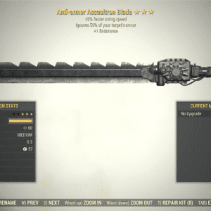 Screenshot of a Fallout 76 item for PC & Steam players, showing the stats.