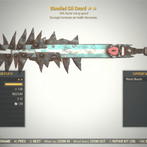 Screenshot of a Fallout 76 item for PC & Steam players, showing the stats.