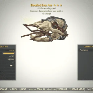 Screenshot of a Fallout 76 item for PC & Steam players, showing the stats.