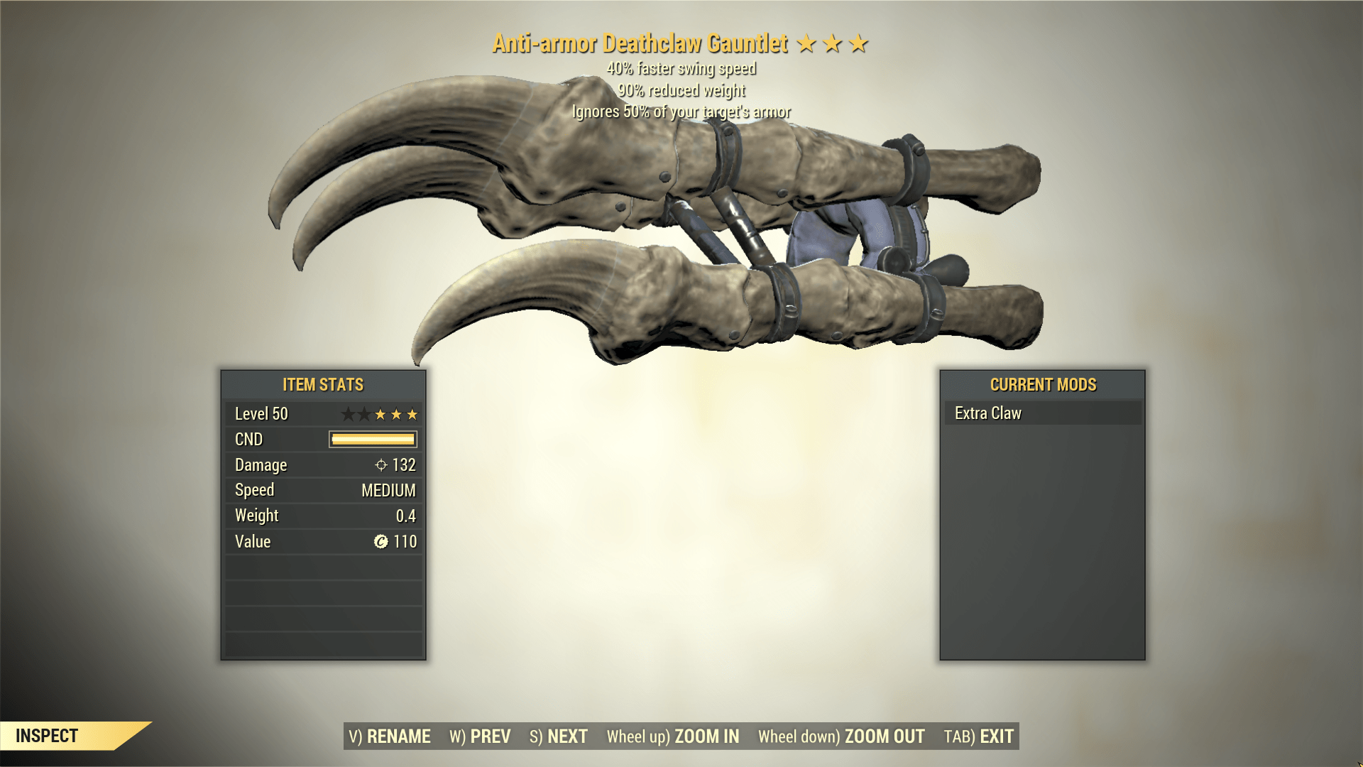 Screenshot of a Fallout 76 item for PC & Steam players, showing the stats.