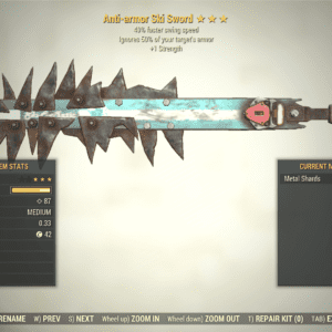 Screenshot of a Fallout 76 item for PC & Steam players, showing the stats.