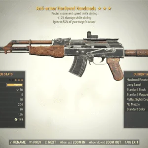 Screenshot of a Fallout 76 item for PC & Steam players, showing the stats.