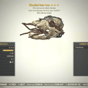 Screenshot of a Fallout 76 item for PC & Steam players, showing the stats.