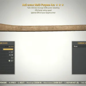 Screenshot of a Fallout 76 item for PC & Steam players, showing the stats.