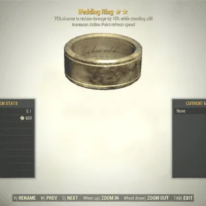 Screenshot of a Fallout 76 item for PC & Steam players, showing the stats.