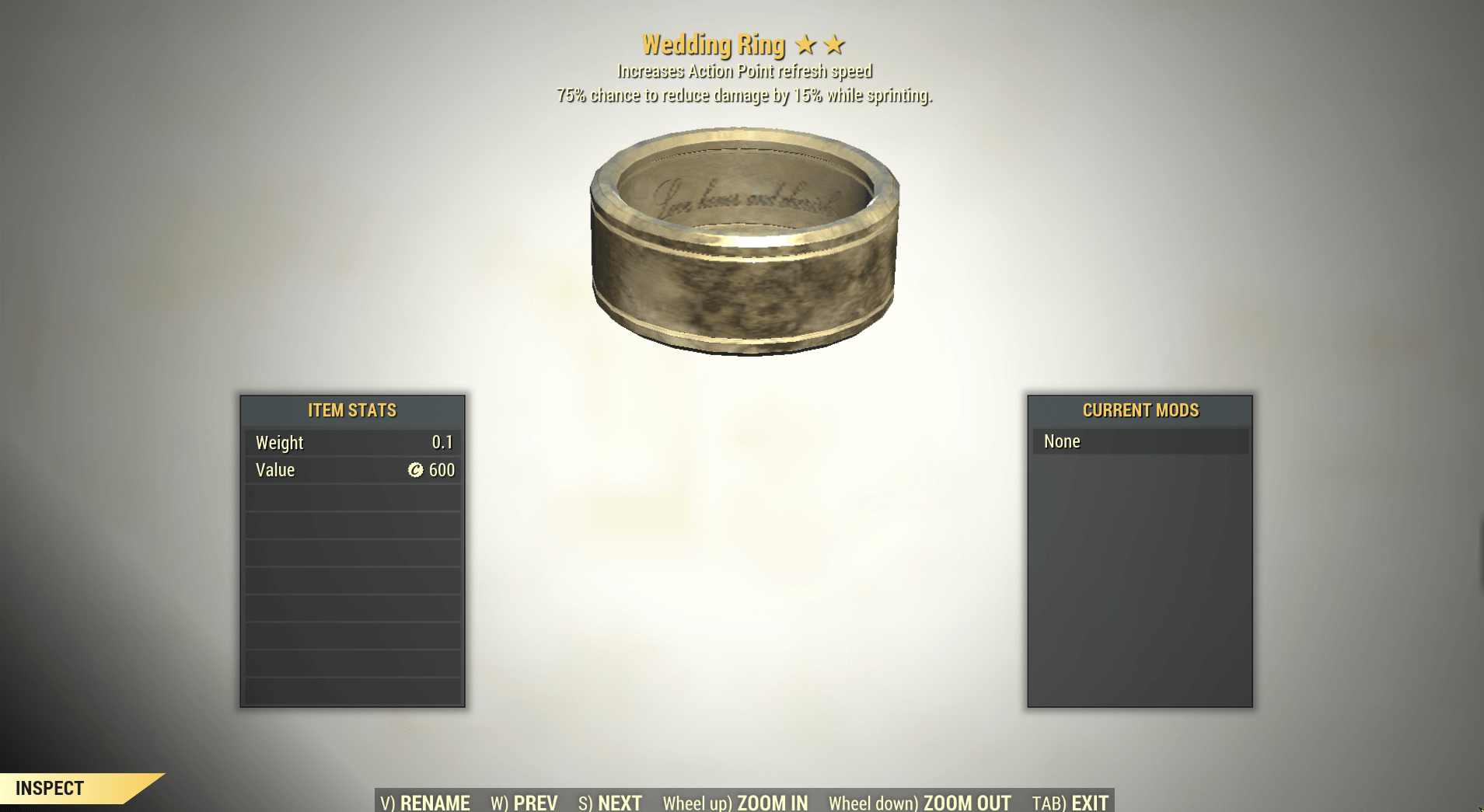 Screenshot of a Fallout 76 item for PC & Steam players, showing the stats.