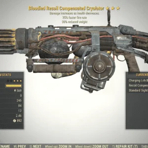 Screenshot of a Fallout 76 item for PC & Steam players, showing the stats.