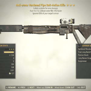 Screenshot of a Fallout 76 item for PC & Steam players, showing the stats.