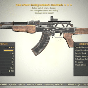 Screenshot of a Fallout 76 item for PC & Steam players, showing the stats.