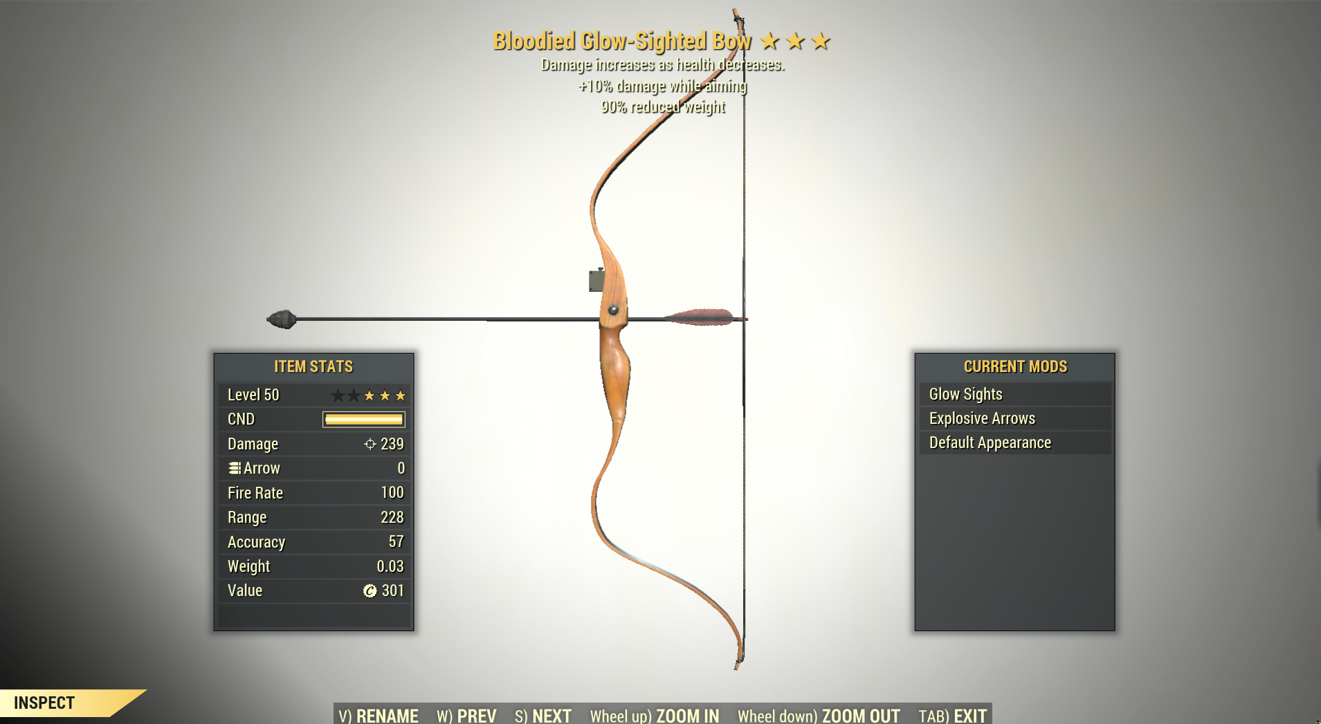 Screenshot of a Fallout 76 item for PC & Steam players, showing the stats.