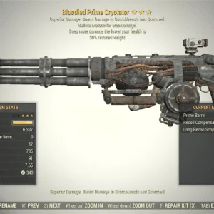 Screenshot of a Fallout 76 item for PC & Steam players, showing the stats.