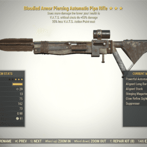 Screenshot of a Fallout 76 item for PC & Steam players, showing the stats.