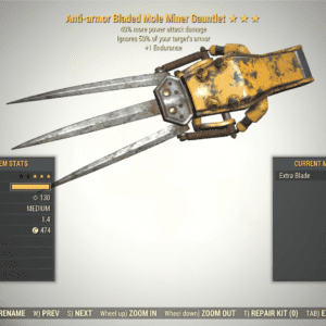 Screenshot of a Fallout 76 item for PC & Steam players, showing the stats.