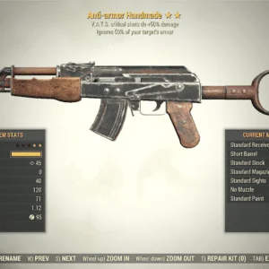 Screenshot of a Fallout 76 item for PC & Steam players, showing the stats.