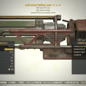 Screenshot of a Fallout 76 item for PC & Steam players, showing the stats.