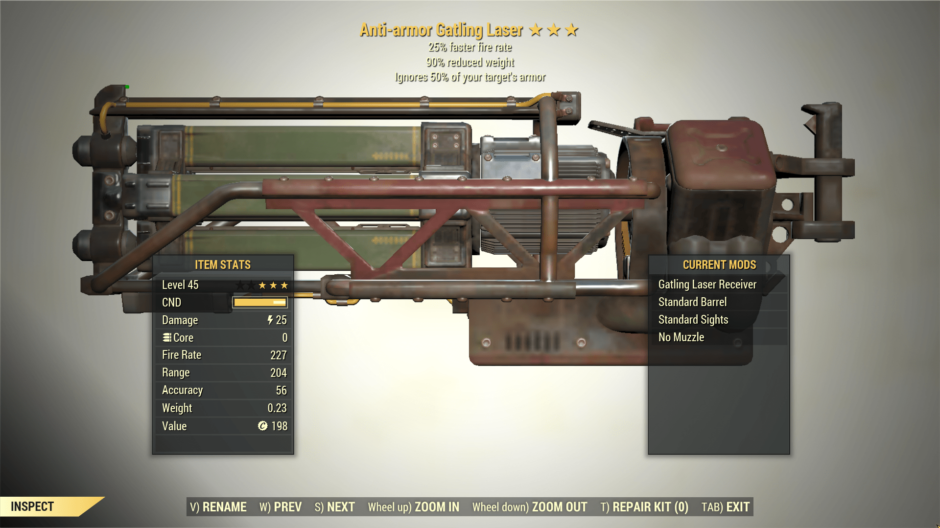 Screenshot of a Fallout 76 item for PC & Steam players, showing the stats.