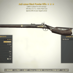 Screenshot of a Fallout 76 item for PC & Steam players, showing the stats.