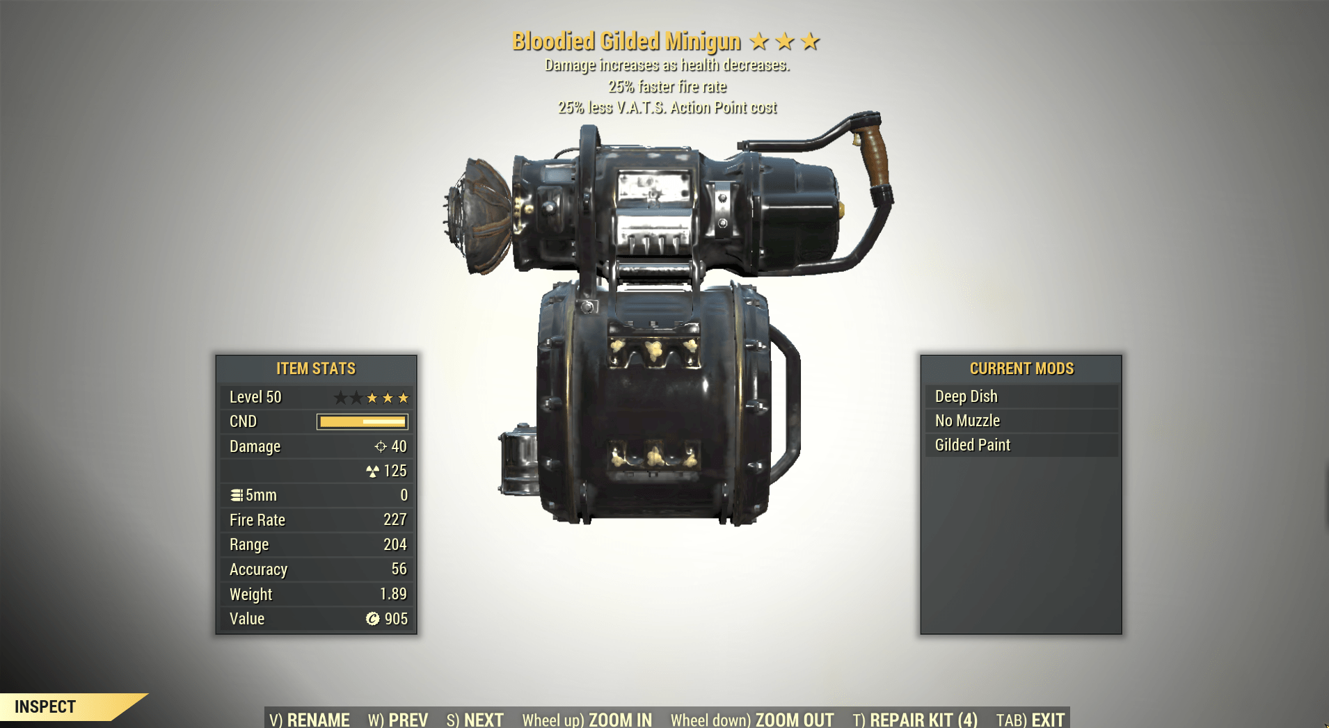 Screenshot of a Fallout 76 item for PC & Steam players, showing the stats.