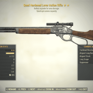 Screenshot of a Fallout 76 item for PC & Steam players, showing the stats.
