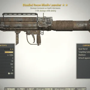 Screenshot of a Fallout 76 item for PC & Steam players, showing the stats.